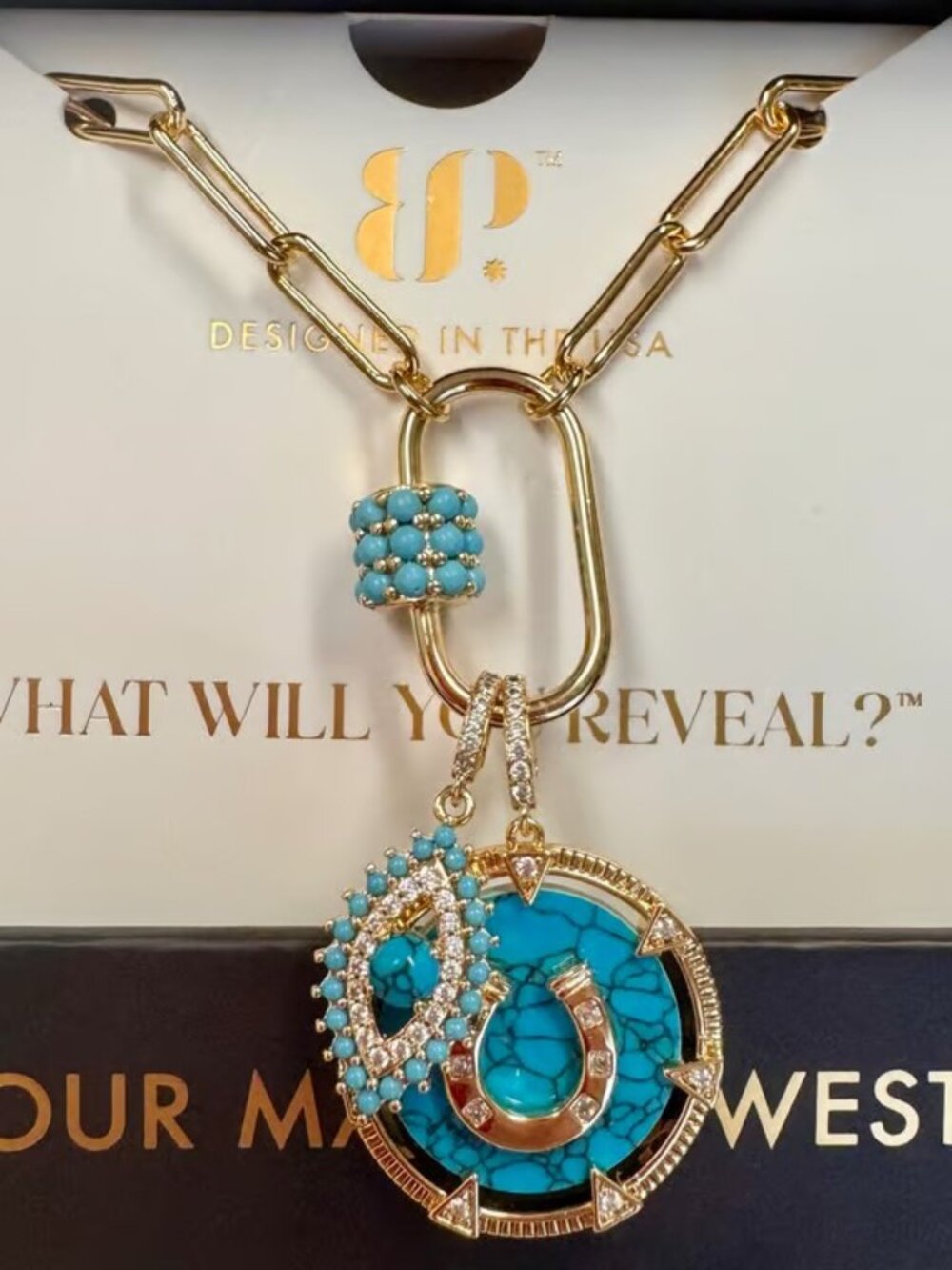 Bomb Party Outlaw Horseshoe Necklace - NK66202 I Run This - Gold Plated